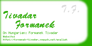 tivadar formanek business card